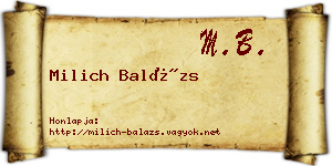 Milich Balázs névjegykártya